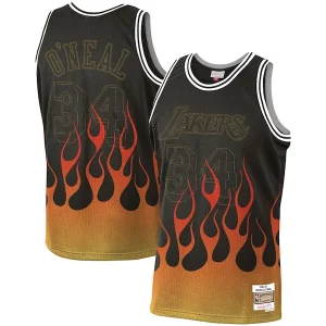 Sofisticado Shaquille O'Neal Los Angeles Lakers 1996 97 Hardwood Classics Flames Swingman Jersey Black