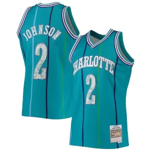 Comodo Clásico Único Larry Johnson Charlotte Hornets 1996/97 Hardwood Classics NBA 75th Anniversary Diamond Swingman Jersey Teal
