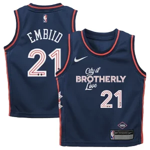 Fácil de llevar Atractivo Joel Embiid Philadelphia 76ers Nike Preschool Swingman Replica Jersey City Edition Navy