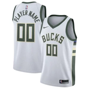 Estupendo Resistente Bonito Milwaukee Bucks Nike 2020/21 Swingman Custom Jersey Association Edition White
