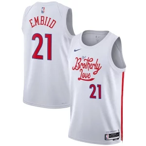 Original Genial Joel Embiid Philadelphia 76ers Nike Unisex 2022/23 Swingman Jersey City Edition White