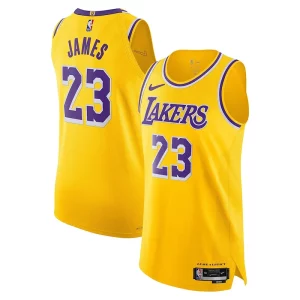 Clásico Bonito LeBron James Los Angeles Lakers Nike Authentic Player Jersey Icon Edition Gold