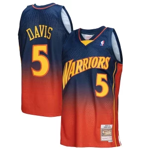 Original Práctico Baron Davis Golden State Warriors 2006/07 Hardwood Classics Fadeaway Swingman Player Jersey Navy/Orange