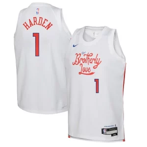 Fácil de llevar James Harden Philadelphia 76ers Nike Youth 2022/23 Swingman Jersey City Edition White