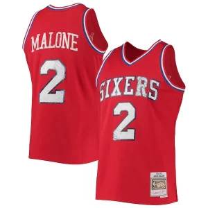 Chulo Hermoso Moses Malone Philadelphia 76ers 1982/83 Hardwood Classics NBA 75th Anniversary Diamond Swingman Jersey Red