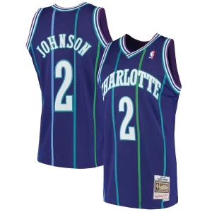 Fácil de llevar Larry Johnson Charlotte Hornets 1994/95 Hardwood Classics Swingman Jersey Purple