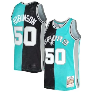 Lujoso Magnífico Versátil David Robinson San Antonio Spurs Hardwood Classics 1998/99 Split Swingman Jersey Black/Teal