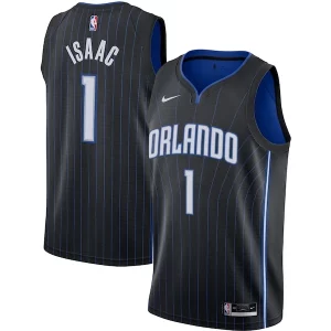 Elegante Lujoso Fácil de llevar Jonathan Isaac Orlando Magic Nike Swingman Jersey Black Icon Edition