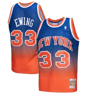 Bonito Magnífico Patrick Ewing New York Knicks 1991/92 Hardwood Classics Fadeaway Swingman Player Jersey Orange/Royal