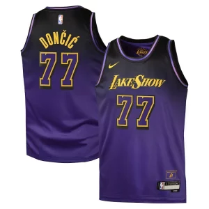 Estupendo Maravilloso Genial Luka Dončić Los Angeles Lakers Nike City Edition Swingman Jersey 2024 Purple