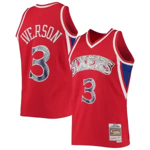 Fácil de llevar Allen Iverson Philadelphia 76ers 1996/97 Hardwood Classics NBA 75th Anniversary Diamond Swingman Jersey Red