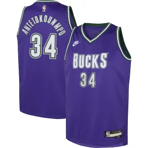 Práctico Hermoso Giannis Antetokounmpo Milwaukee Bucks Nike Youth 2022/23 Swingman Jersey Purple Classic Edition