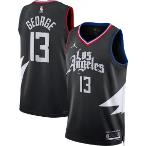 Cool Paul George LA Clippers Jordan Brand Unisex Swingman Jersey Statement Edition Black