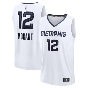 Fácil de llevar Ideal Ja Morant Memphis Grizzlies Fast Break Replica Player Jersey Association Edition White