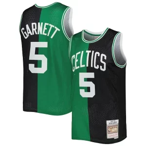 Práctico Único Estupendo Kevin Garnett Boston Celtics Hardwood Classics 2007/08 Split Swingman Jersey Black/Kelly Green