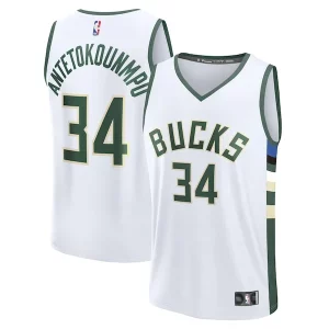 Lujoso Atractivo Magnífico Giannis Antetokounmpo Milwaukee Bucks Fast Break Replica Player Jersey Association Edition White