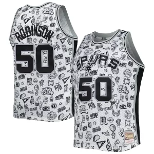 Magnífico Moderno David Robinson San Antonio Spurs 1998/99 Hardwood Classics Doodle Swingman Player Jersey White