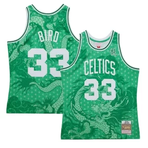 Lujoso Larry Bird Boston Celtics 1985/86 Hardwood Classics Asian Heritage 6.0 Swingman Throwback Player Jersey Kelly Green