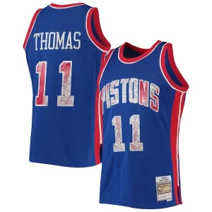 Práctico Magnífico Genial Isiah Thomas Detroit Pistons 1988/89 Hardwood Classics NBA 75th Anniversary Diamond Swingman Jersey Blue