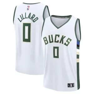 Lujoso Damian Lillard Milwaukee Bucks Fast Break Replica Player Jersey Association Edition White