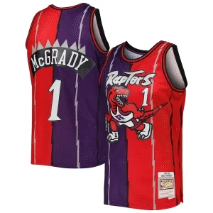 Encantador Hermoso Único Tracy McGrady Toronto Raptors Hardwood Classics 1998/99 Split Swingman Jersey Purple/Red
