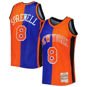 Único Chulo Comodo Latrell Sprewell New York Knicks Hardwood Classics 1998/99 Split Swingman Jersey Blue/Orange
