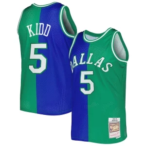 Fácil de llevar Jason Kidd Dallas Mavericks Hardwood Classics 1994/95 Split Swingman Jersey Blue/Green
