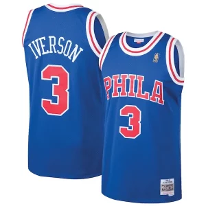 Lujoso Fantástico Allen Iverson Philadelphia 76ers 1996/97 Hardwood Classics Throwback Swingman Jersey Royal