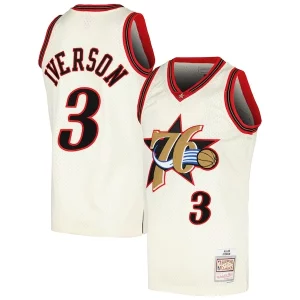 Chulo Original Allen Iverson Philadelphia 76ers Chainstitch Swingman Jersey Cream