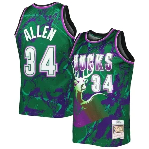 Magnífico Bonito Ray Allen Milwaukee Bucks 1996/97 Hardwood Classics Marble Swingman Jersey Green