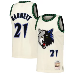 Increíble Chulo Kevin Garnett Minnesota Timberwolves Chainstitch Swingman Jersey Cream