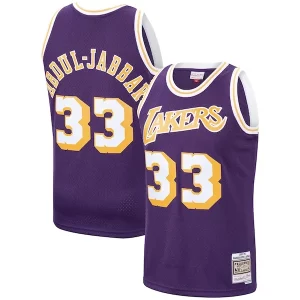 Sofisticado Kareem Abdul Jabbar Los Angeles Lakers Hardwood Classics Swingman Jersey Purple/Gold