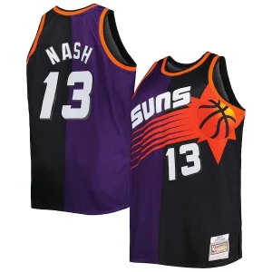 Increíble Steve Nash Phoenix Suns Big & Tall Hardwood Classics 1996/97 Split Swingman Jersey Purple/Black