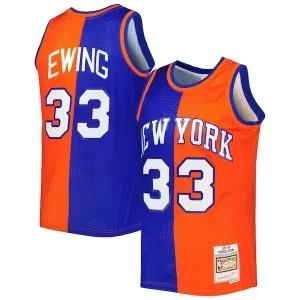 Genial Chulo Patrick Ewing New York Knicks Hardwood Classics 1991/92 Split Swingman Jersey Blue/Orange