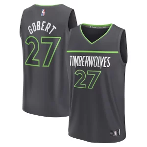 Increíble Genial Rudy Gobert Minnesota Timberwolves Fast Break Replica Player Jersey Statement Edition Black