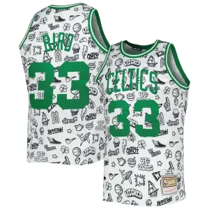 Exquisito Único Larry Bird Boston Celtics 1985/86 Hardwood Classics Doodle Swingman Jersey White