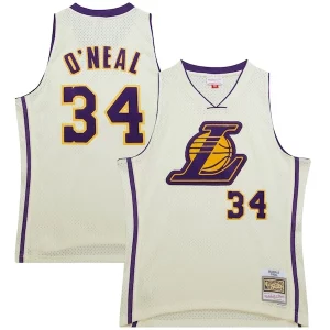Maravilloso Fantástico Shaquille O'Neal Los Angeles Lakers Chainstitch Swingman Jersey Cream