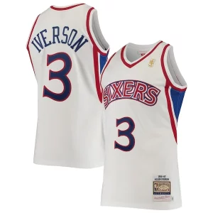 Hermoso Único Allen Iverson Philadelphia 76ers 1996/97 Hardwood Classics Authentic Jersey White