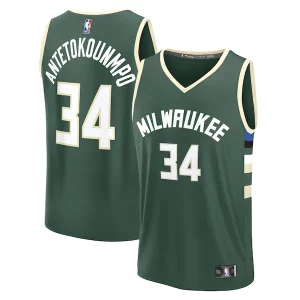 Exquisito Chulo Giannis Antetokounmpo Milwaukee Bucks Fast Break Replica Player Jersey Icon Edition Hunter Green