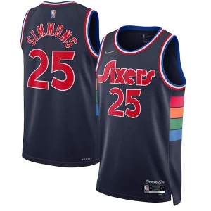 Fantástico Lujoso Ben Simmons Philadelphia 76ers Nike 2021/22 Swingman Jersey City Edition Navy