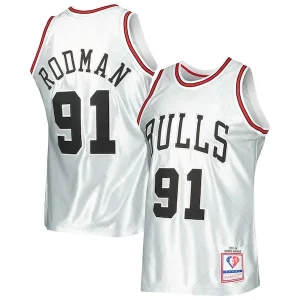 Duradero Magnífico Dennis Rodman Chicago Bulls 1997/98 Hardwood Classics 75th Anniversary Swingman Jersey Platinum