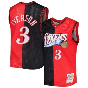Sofisticado Moderno Allen Iverson Philadelphia 76ers Hardwood Classics 2000/01 Split Swingman Jersey Black/Red
