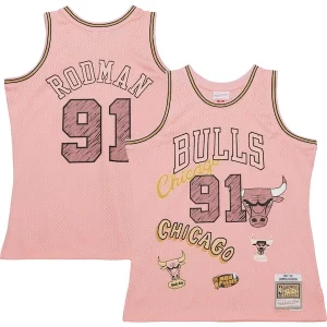 Elegante Moderno Dennis Rodman Chicago Bulls 1997/98 Swingman Sidewalk Sketch Jersey Pink