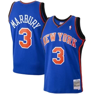Práctico Bonito Stephon Marbury New York Knicks Hardwood Classics Swingman Jersey Blue